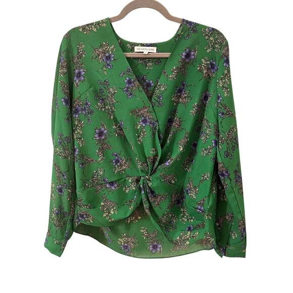 Heartloom Revolve Floral Surplice Wrap Long Sleeve Blouse Green Size M - Picture 3 of 11